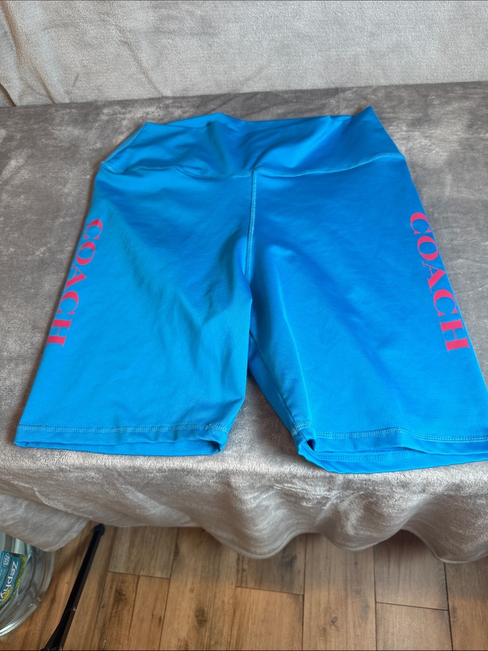 Coach Bright Blue Athletic Bike Shorts with Pink Logo